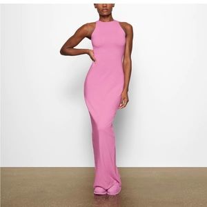 Skims Outdoor tank dress in bubblegum pink